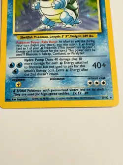 Pokemon Blastoise Base Set Holo Rare 2/102 100 HP Stage 2 1999 Wizards - Image 2