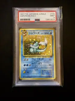 Pokemon 1997 Vaporeon 134 Holo Jungle Japanese Partial￼Swirl PSA 9 - Image 1