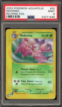 Pokemon Nidorino Aquapolis Reverse Holo #55 PSA 9 Mint - Image 1