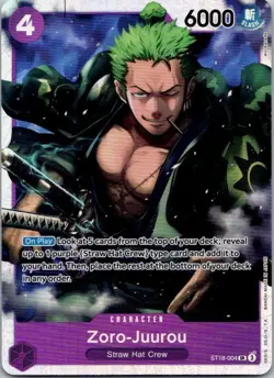 ONE PIECE TCG: Zoro-Juurou ST18-004 SR PURPLE Starter Deck Monkey.D.Luffy - Image 1