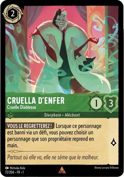 72/204 FOIL ⭐ Cruella d'Enfer, Cruelle Diablesse | Disney Lorcana FR (2023) - Image 1
