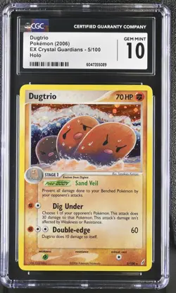 CGC 10 GEM MINT Dugtrio 2006 EX Crystal Guardians 5/100 Holo Pokemon Card - Image 1