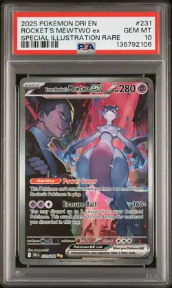 2025 POKEMON DRI EN-DESTINED RIVALS #231 TEAM ROCKET'S MEWTWO EX PSA 10 - Image 1
