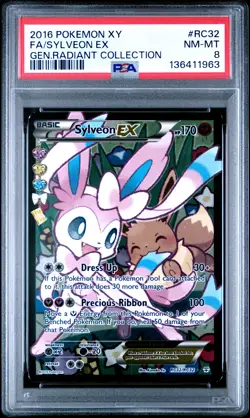 2016 POKEMON XY GENERATIONS RADIANT COLL #RC32 FULL ART/SYLVEON EX PSA 8 - Image 1