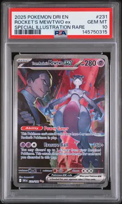 2025 POKEMON DRI EN-DESTINED RIVALS #231 TEAM ROCKET'S MEWTWO EX PSA 10 - Image 1