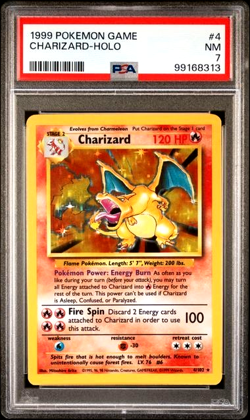 1999 Pokemon Base Set Unlimited Charizard Holo #4 PSA 7 Near Mint Vintage - Image 1