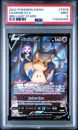 2022 POKEMON SWORD & SHIELD BRILLIANT STARS #TG16 FULL ART/MIMIKYU V PSA 9 - Image 1
