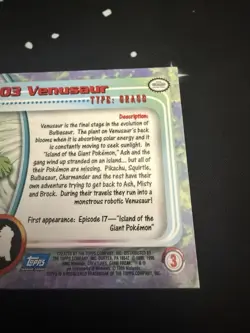Nice #3 VENUSAUR 2000 TOPPS CHROME POKEMON TV ANIMATION - Image 5