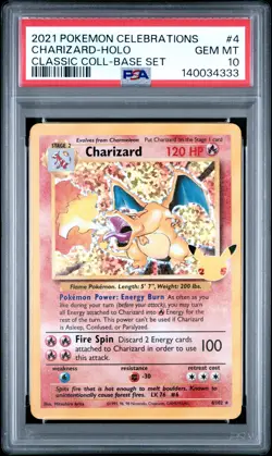 2021 POKEMON CELEBRATIONS CLASSIC COLL #4 CHARIZARD-HOLO PSA 10 - Image 1