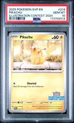 2025 Black Star Promo Illustration Contest 2024 # 214 Pikachu PSA 10 GEM MINT! - Image 1