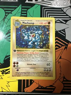 Pokemon TCG Machamp Base Set 8/102 Holo Shadowless 1st Edition Holo Rare Card - Image 1