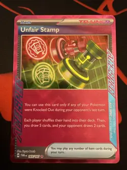 POKEMON UNFAIR STAMP 165/167 RARE ACE SPEC TWILIGHT MASQUERADE NM CARD - Image 1
