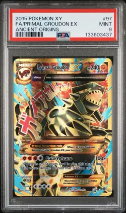 PSA 9 PRIMAL GROUDON EX 97/98 | Ancient Origins Full Art Graded Pokemon Card - Image 1
