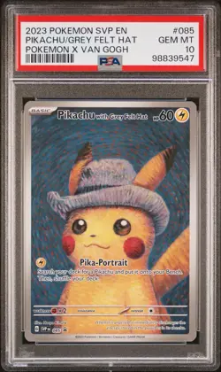 PSA 10 PIKACHU WITH GREY FELT HAT 085 | VAN GOGH Promo Full Art Pokemon Card - Image 1