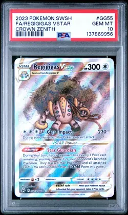2023 POKEMON SWORD & SHIELD CROWN ZENITH #GG55 FULL ART/REGIGIGAS VSTAR PSA 10 - Image 1