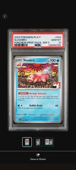 Shinji Kanda Pop 3 Slowbro 043/198 Pokemon Prize Pack Series 3 PSA 10 - Image 1