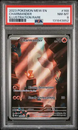 2023 POKEMON MEW EN-151 ILLUSTRATION RARE #168 CHARMANDER PSA 8 - Image 1