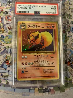 1997 Pokemon Japanese Jungle Flareon Holo Swirl 🌀 #136 PSA 9 🔥 Cert# 121965486 - Image 1