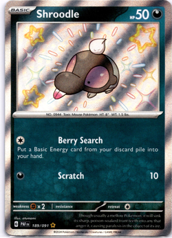 Pokemon TCG Shroodle 189/091 Paldean Fates Baby Shiny Holo Rare Near Mint - Image 1