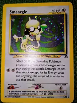 2001 POKEMON TCG SMEARGLE HOLO CARD #11/75 NEO *HOLO SWIRL"S"* SCRATCH/DAMAGE - Image 1