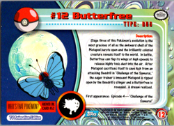 Butterfree # 12 - RARE 4th Print - 1999 Topps TV Series 1 Pokemon Card - Image 2