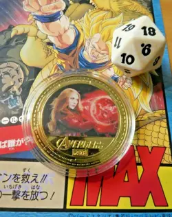 AVENGERS GOLD METAL COIN CARD M100 CARTE MEDAL PIECE #6 SCARLET WITCH NEUF MINT - Image 1