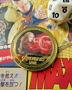AVENGERS GOLD METAL COIN CARD M100 CARTE MEDAL PIECE #6 SCARLET WITCH NEUF MINT - Image 4