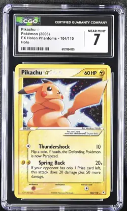 CGC 7 Pikachu Gold Star 2006 EX Holon Phantoms 104/110 Holo SWIRL Pokemon Card - Image 1