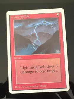 Magic the Gathering MTG Unlimited Lightning Bolt LP+ (Beta Bob) - Image 1