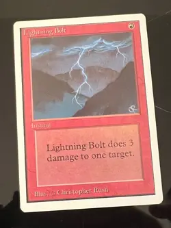 Magic the Gathering MTG Unlimited Lightning Bolt LP- (Beta Bob) - Image 1