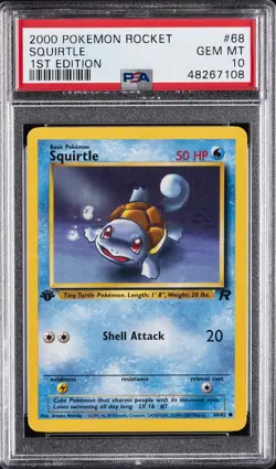 2000 POKEMON ROCKET 1ST ED #68 SQUIRTLE PSA 10 - Image 1
