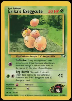 Erika's Exeggcute 43/132 Gym Heroes Uncommon Pokemon Card - LP - Image 1