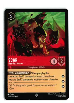 SCAR HEARTLESS HUNTER 127/204 SUPER RARE DISNEY LORCANA NM - Image 1