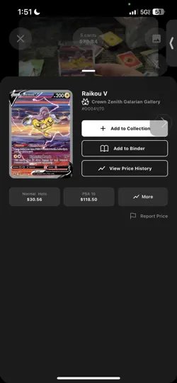 Pokemon TCG Raikou v Crown Zenith: Galarian Gallery Holo Ultra Rare Card #GG41 - Image 2