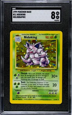1999 Pokemon BASE UNLIMITED NIDOKING 11/102 Holographic Card SGC Graded 8 NMMINT - Image 1