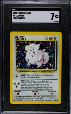 2000 Pokemon BASE CLEFAIRY 5/102 HOLO CARD SGC Graded 7 NMINT - Image 1