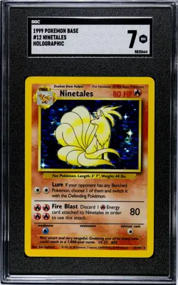 1999 Pokemon BASE UNLIMITED NINETALES 12/102 Holographic Card SGC Graded 7 NMINT - Image 1