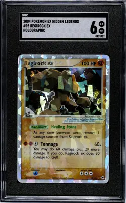 2004 Pokemon HIDDEN LEGENDS #98 REGIROCK EX HOLO CARD SGC Graded 6 EX/NM - Image 1