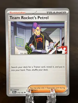 Team Rocket's Petrel 176/182 Prize Pack Series 8 Promo Pokemon Card NM/LP DRI - Image 1