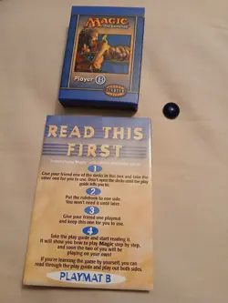 MTG Player B Starter Deck Box 1999 BLUE Scorekeeping Bead Playmat Magic Set Lot - Image 1