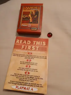 MTG Player A Starter Deck Box 1999 Red Scorekeeping Bead Playmat Magic Set Lot - Image 1