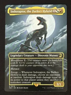 1x MTG Indoraptor, the Perfect Hybrid (Borderless) - (REX) #15 - Magic - Image 1