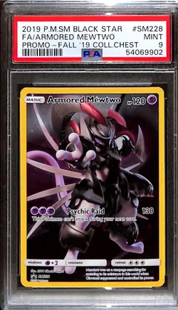 2019 Pokemon SM Black Star Promo Armored Mewtwo Fall '19 Coll.Chest PSA 9 #SM228 - Image 1