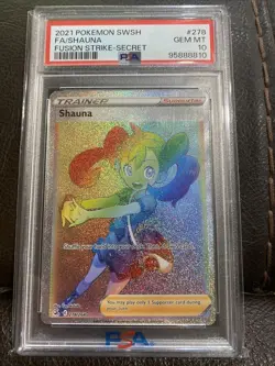 PSA 10 Gem Pokemon Shauna 278/264 Secret Rainbow Rare SWSH08 Fusion Strike - Image 1