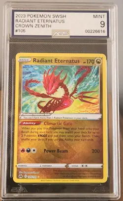 2023 Pokemon Crown Zenith Radiant Eternatus #105 Holo AGS 9 Mint - Image 1