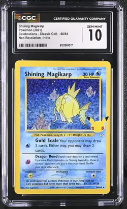 CGC 10 Pokemon Shining Magikarp Holo #66/64 2021 Celebrations Class Coll. - Image 1