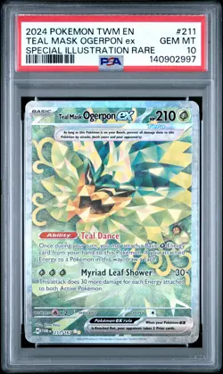 2024 POKEMON TWM EN-TWILIGHT MASQUERADE #211 TEAL MASK OGERPON EX PSA 10 - Image 1