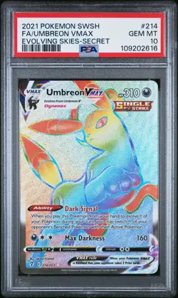 2021 POKEMON SWORD & SHIELD EVOLVING SKIES SECRET FULL ART/UMBREON VMAX PSA 10 - Image 1