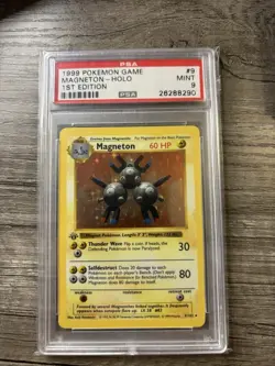Pokemon 1st Edition Base Magneton Shadowless 9/102 Holo PSA 9 Mint Thick Stamp - Image 1