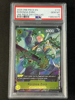 PSA 10 2025 One Piece Promos 113 Roronoa Zoro One Piece Day Dallas - Image 2